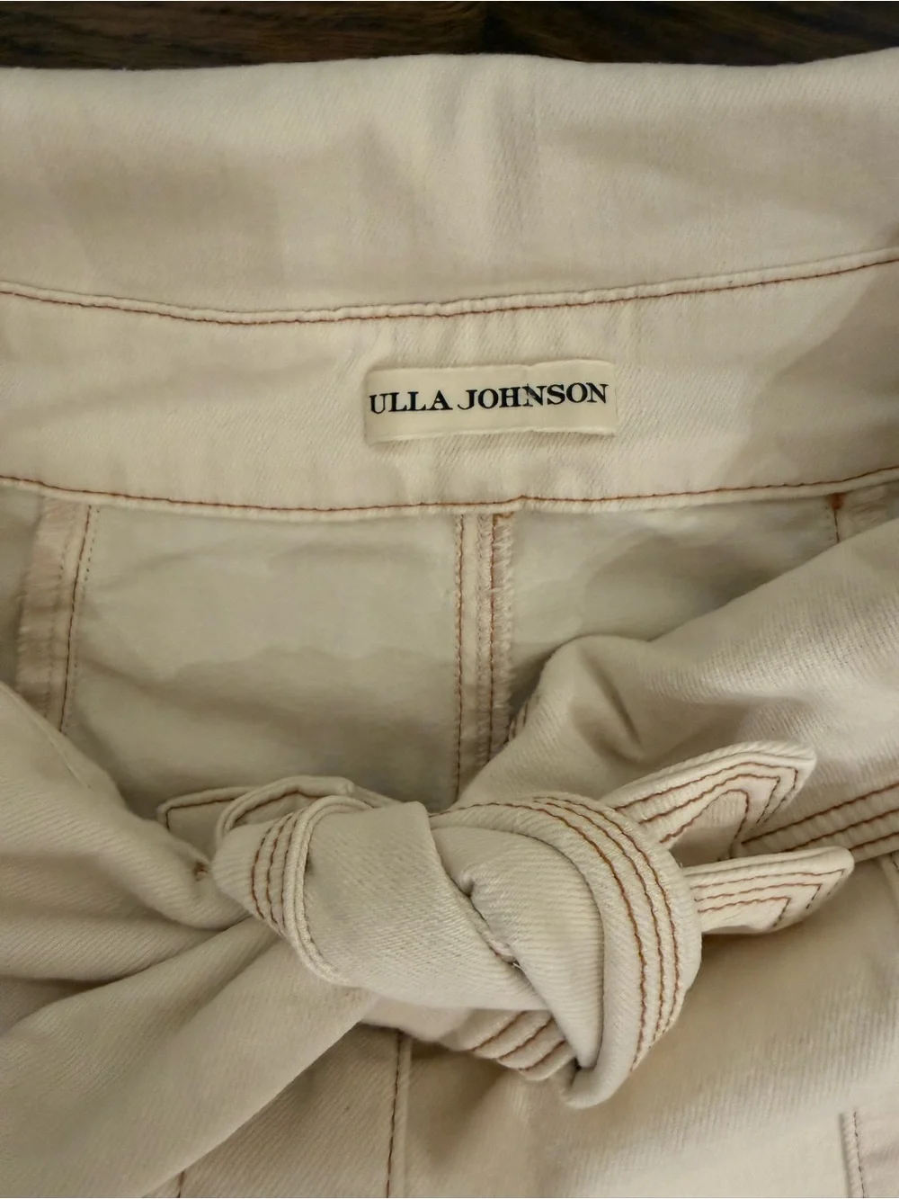 Ulla Johnson Soft Cream High-Rise Tie-Waist Utility Jeans - Picture 2 of 3